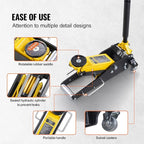Low Profile Floor Jack 2 Ton (4400 lbs), Heavy Duty Aluminum Hydraulic Racing Floor Jack, Hydraulic Car Jack, Dual Piston Quick Lift Pump, 3.2"-14.6" Height Lifting Range (Yellow)