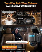 4G LTE Cellular Dash Cam with Live Streaming & GPS Tracking - Dual Car Security Camera with Remote Live View,Cloud Storage,AI Motion Detection,Sentry Mode, Anti-Theft Protection for Vandalism