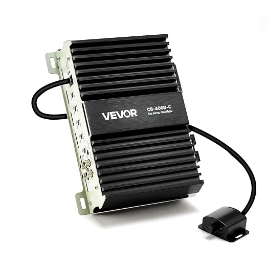 Monoblock Car Amplifier, 400W RMS MAX, 1/2/4 Ohm Stable, 1-Channel Class D Car Audio Amplifier with Remote Subwoofer Level Control, Low Pass Filter, Bass Boost & Phase Shift, Volume Controller