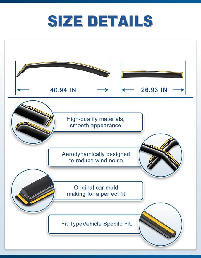 in-Channel Window Rain Guards Fit for Toyota RAV4 2013 2014 2015 2016 2017 2018, Rain Guards, Visors Vent Visors Window Deflector for 13-18 Toyota RAV 4, Vent Shades Car Accessories -4 pcs