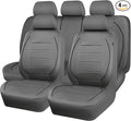 Piping Faux Leather Car Seat Cover Full Set,Grey Breathable Leather Seat Covers for Cars, Airbag Compatible,Universal Fit for SUVs,Van,Sedans,Small Trucks (Full Set, All Gray)