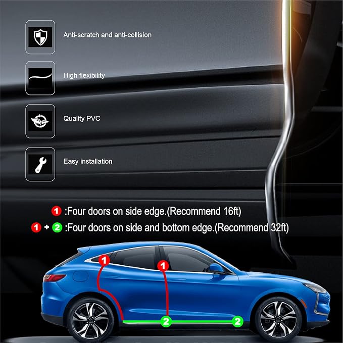 Car Door Edge Guards, 16FT Clear Universal Multifunction Car Door Trim Edge Body Strip Mold Scratch Guard Protector Fit for Most Car