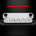 6 x M8 (5/16") Studs Power Distribution Block Bus Bar 12V, 5.9" HD 200A Marine BusBar Battery Distribution Block W/Cover for Car Boat Solar (Black)