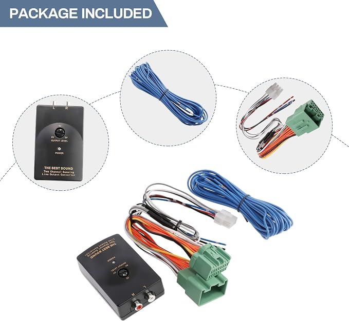 NuIth Add Amp Amplifier Subwoofer Interface Kit Fit for 2014-2021 GM Vehicles Chevy Silverado Camaro Yukon on Factory OEM Radio Stereo System 2-Channel RCA line Output Converter