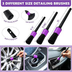 Windshield Cleaning Tool, 13PCS Car Detailing Kit Interior Cleaner, Car Window Cleaner with Extendable Handle, Car Interior Cleaning Kit with Detailing Brushes for Women Men (Purple)
