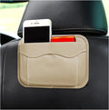 Car Seat Side Pocket Organizer, PU Leather Cell Phone Sunglasses Storage Pocket, Mini Seat Gap Filler Pouch for Auto Seat Door Window Console, Interior Car Accessories (Beige)