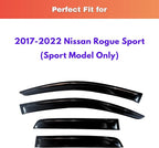 KPY Rain Guards Fit for 2017-2022 Nissan Rogue Sport, Out-Channel Window Visors Vent Wind Deflectors 4PC, Car Accessories for 17-21 Nissan Qashqai (Sport Model Only)
