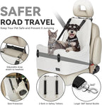 Dog Booster Car Seat for Small/Medium Dogs Up to 35 lbs – Patented Safety System, 5" Memory Foam Pet Car Seat, Fully Detachable and Washable Cover, Front/Back Seat Travel Booster (Beige)