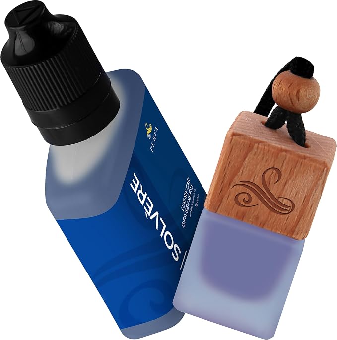 Solvère Gift Set with Refill Bottle | Automotive Air Fresheners with Solvère Fragrance | Strong Car Perfume | Odor Eliminating Car Air Fresheners by