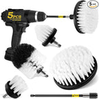 5Pack Drill Brush Attachment Set-Car Interior Detailing Kit，Power Scrubber Brush Extended Long Attachment for Bathroom, Car，Shower，Carpet,Boat,Kitchen，Floor and Tile，White