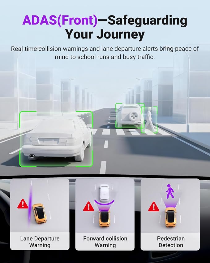S1 Pro DMS AI Dash Cam Front and Inside, ADAS, DMS, 2.7K 2 Channel Dash Camera, STARVIS 2 Dashcam, HDR Night Vision, 5G WiF i& GPS, APP/Voice Control, 24/7 Parking Mode, 1TB Max
