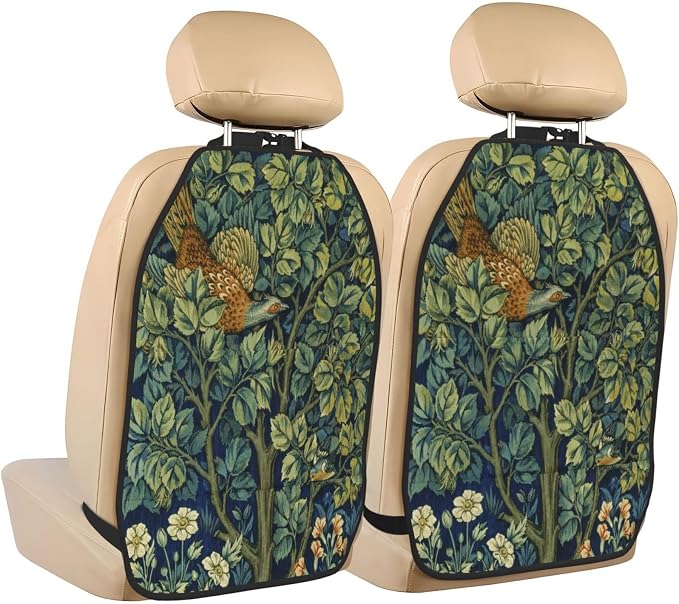 William Morris Cock Pheasant Car Seat Back Kick Protectors Kick Mats With Storage Pockets For Vehicles To Protect From Dirt Mud Scratches 2 Pack