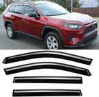 Tape-on Side Window Visors rain Guards Vent Deflectors for Toyota RAV4 2019 2020 2021 2022 2023 2024 2025, Smoke Tinted 4pcs