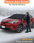 Car Snow Cover Compatible for Chrysler CH-R | Windshield Cover for Ice and Snow with S-Hook Straps | Heavy-Duty 600D Oxford Winter Car Cover, Waterproof & Anti-Slip