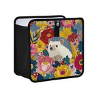 Car Trash Can Organizer Bin with Adjustable Strap for Back Front Seat Console Waterproof Leakproof Collapsible Portable 8.66 Inch Garden Flowers Hedgehogs Colorful
