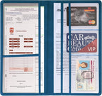 Car Accessories Registration and Insurance Holder,Leather Essential Card Magnetic Shut Vehicle Glove Box Organizer Case for Auto Driver License Document Truck Motorcycle Boat Men Women-Dark Blue