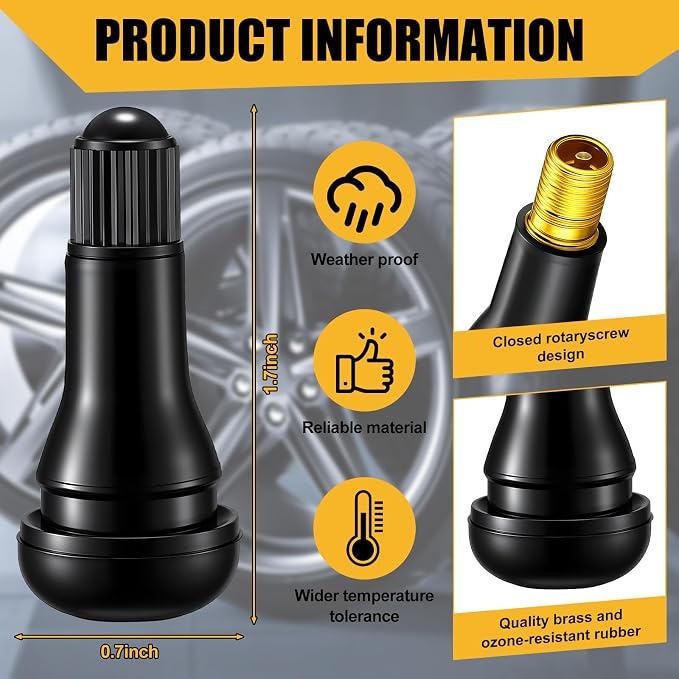 700 Pieces TR413 Valve Stems Tubeless Bulk Rubber Snap-in Valve Stems for 0.453 Inch Rim Holes, Black Standard Length Replacement Tool for Car Tubeless Replacement