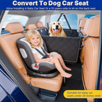 Convertible Back Seat Extender for Dogs, Foldable 400lbs Hard Bottom Dog Car Seat Cover for Back Seat, Waterproof Dog Hammock Bed Backseat Cover for Dogs in Car SUV Truck Pet Seat Cover Black L