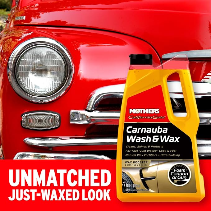 California Gold Carnauba Wash & Wax, 64 oz. — Cleans, Shines & Protects – Gentle, pH Balanced, Ultra-Sudsy for a Spot-Free, Brilliant Finish. Biodegradable & Won't Strip Wax or Ceramic (05674)
