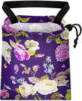 Car Trash Bag Hanging Back of Seat Waterproof Small Cute Printed One-Handed Strap Drawstring Garbage Bags for Car-Purple Floral