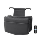 Car Trash Can Small Leather Vehicle Trash Bin Car Dustbin Garbage Organizer Holder with Trash Bag Foldable Mini Cars Storage Bag Container for Auto SUV Van Trucks (Black,Hanging Hook)