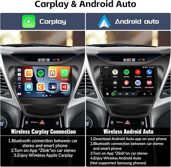 Android 2G+64G Car Radio for Hyundai Elantra 2011 2012 2013 Car Stereo 9 Inch HD 1080P Touch Screen Upgrade with Carplay Android Auto Mirror Link GPS Navigation WiFi FM RDS Backup Camera SWC