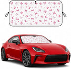 Car Windshield Sun Shade, Universal Fit Compact Sedan SUV, Cute Heart Bow | 59 x 27.5" Car Sun Visor, Foldable Front Window Sunshade, UV Heat Protection, Girly Bow Series