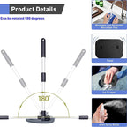 Windshield Cleaning Tool, Car Window Cleaner Windshield Cleaner with 4 Reusable and Washable Microfiber Pads and Extendable Handle Auto Inside Glass Wiper