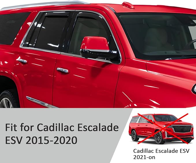 Voron Glass in-Channel Extra Durable Rain Guards for Cadillac Escalade ESV 2015-2020, Window Deflectors, Vent Window Visors, 4 Pieces - 200610