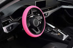 Elastic Stretch Steering Wheel Cover 15 Inch, Breathable Ice Silk Microfiber, Non-Slip Grip, Warm in Winter and Cool in Summer, Odorless, Car Accessories Fit Cars, SUVs, Rose Red