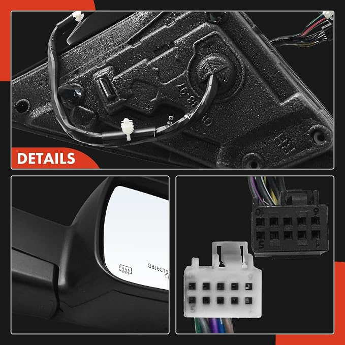 Passenger Side Power Door Mirror - Compatible with Ram 1500 2019 2020 2021 2022 - Heated Power Folding Chrome Outside Rear View Mirror w/Turn Signal Puddle Light and Blind Spot Detection