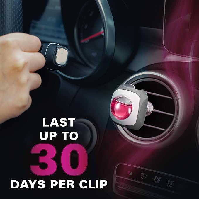 Honey Peach Scent Pink Car Air Freshener Vent Clip 6 Ct | Long Lasting Up to 180 days, Natural Essential Oil Car Fragrance for Women and Men, Odor Eliminator - 4ml Each