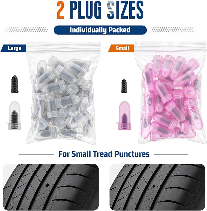 Tire Repair Screws Kit, 66pcs Tire Plug Kit, with Pliers, Screwdriver, Gloves, Glue and Storage Case, Emergency Flat Tire Puncture Repair, No Tire Removal Needed