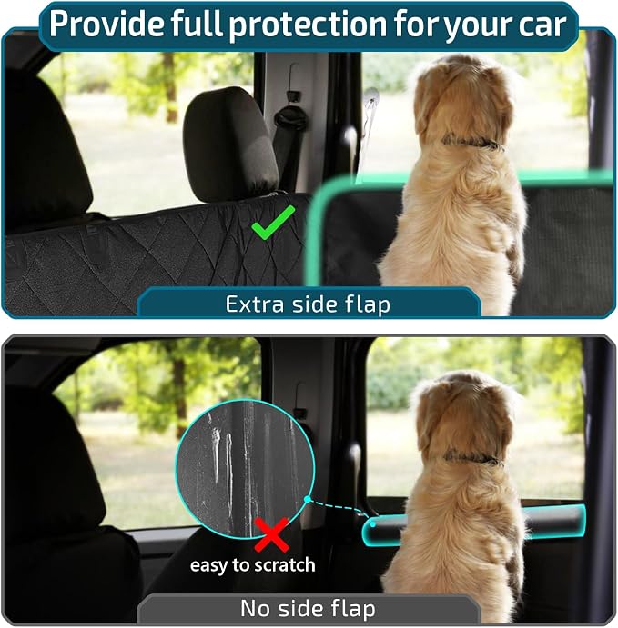 SUV Cargo Liner for Dogs, Water Resistant Dog Trunk Cover with Side Flap Protector 2 Large Pockets Pet Seat Cover for SUV Sedans Vans with Bumper Flap, Non-Slip, Large Universal Fit, Black