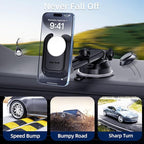 Car Phone Mount for Pop Socket: Suction Cup Cell Phone Holders for Automobile Dashboard Windshield Window - Dash Mounted Cellphone Stand Black Fits Thick Socket Wallet Grip for iPhone Samsung