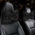 4 PCS Bling Car Pillows,Rhinestones Bowknot Car Headrest Pillow,Car Neck Pillow for Driver Relax Necksupport,Sleeping Travel Support Neck Pillow,Shiny Diamond Interior Accessories for Women,Black