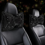4 PCS Bling Car Pillows,Rhinestones Bowknot Car Headrest Pillow,Car Neck Pillow for Driver Relax Necksupport,Sleeping Travel Support Neck Pillow,Shiny Diamond Interior Accessories for Women,Black