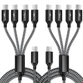 USB C Splitter Multi Charging Cable 2Pack, Dual Type C Charger Cord,4 in 1 Multiple Nylon Braided Cable with 4 Type-C Connectors Compatible with iPhone 15 Pro Max/Galaxy/Tablets/Google-5FT.