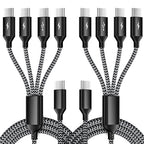 USB C Splitter Multi Charging Cable 2Pack, Dual Type C Charger Cord,4 in 1 Multiple Nylon Braided Cable with 4 Type-C Connectors Compatible with iPhone 15 Pro Max/Galaxy/Tablets/Google-5FT.