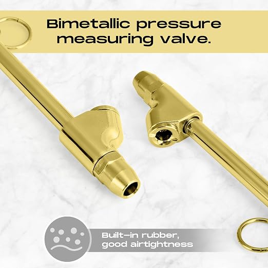 10 Pack Tire Pressure Gauge Heavy Duty Air Pressure Tire Gauge Dual Head Semi Truck Tire Pressure Gauge Range 10-150 PSI, Extended Tube Tire Gauge Suitable for Semi Truck, and Bus (Gold)