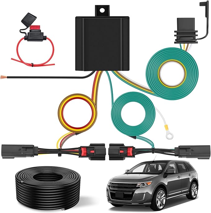 4 Pin Trailer Wiring Harness Kit 56120 Vehicle Connect Plug OEM Compatible Custom for 2011 2012 2013 2014 Ford Edge Limited SE SEL Sport Simple Fit Tow Hitch Accessories