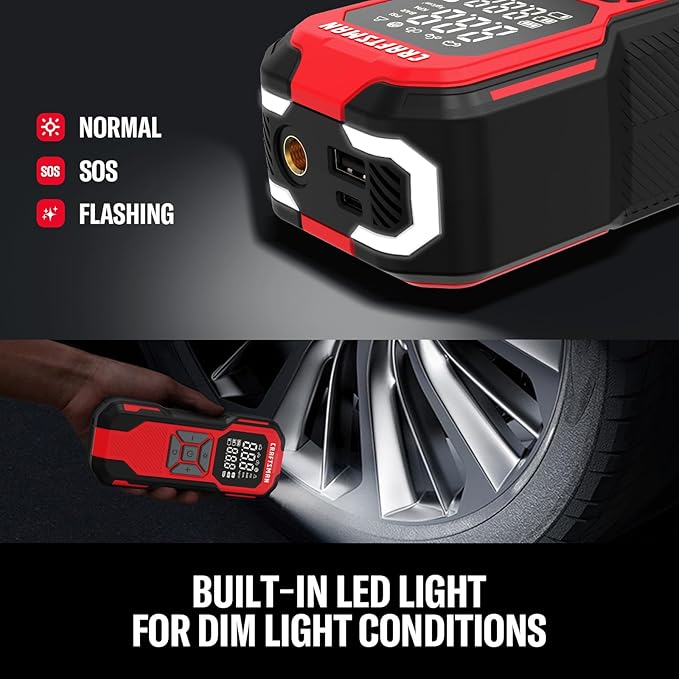 Tire Inflator Portable Air Compressor, Cordless Mini Air Pump for Car Tires with Digital Tire Pressure Gauge, 6000mAh Battery Powered Air Pump, Max Pressure 150 PSI, 12V DC Corded
