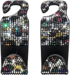 Bling Car Seat Headrest Hooks, 2PCS Leopard Print Backseat Storage Hanger Hooks for Women, Automotive Interior Rear Headrest Decoration Organizers, Universal for Vehicles (Multicolor)