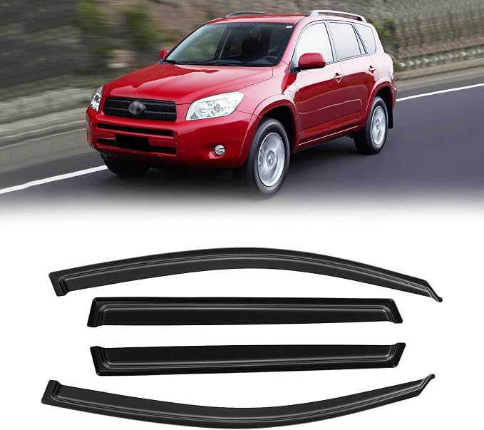 Window Visors for Toyota Rav4 2006-2012, Rain Guards Shields Vent Deflector Shade Dark Smoke 2007 2008 2009 2010 2011, Tape-On, 4PCS