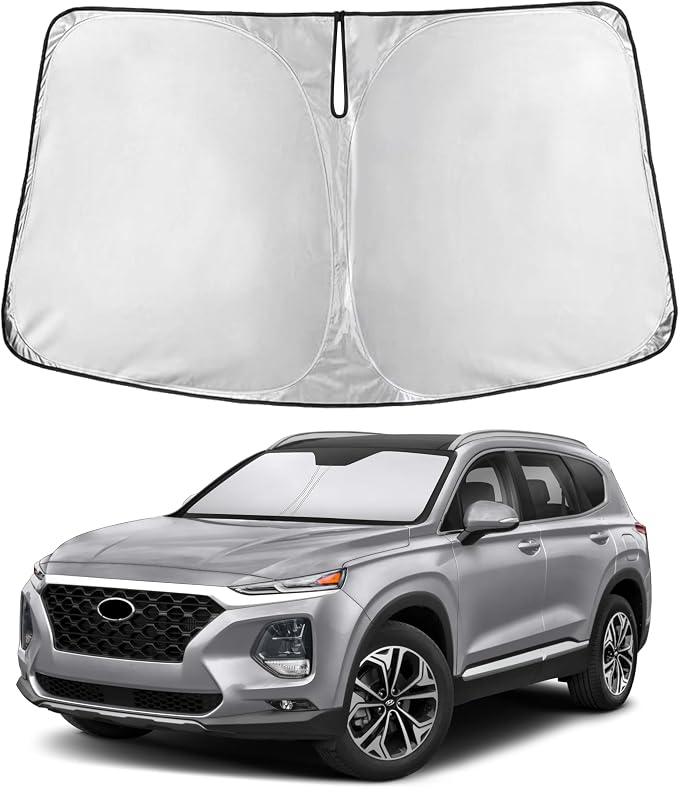 Windshield Sunshade Compatible for Hyundai Santa Fe 2013-2016 2017 2018, Sun Visor for Front Windshield & Window Sun Shade Cover, UV Heat Blocker & Protector, Car Accessories