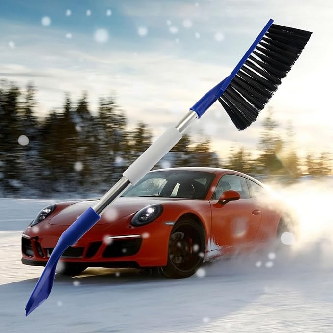 Snow Brush, Ice Scrapers Paint Protection Adjustable Head Ergonomic Grip Lightweight Multifunctional Windshield Scraper, 2 in 1 Winter Car Ice Kit for Cars Trucks (blue)