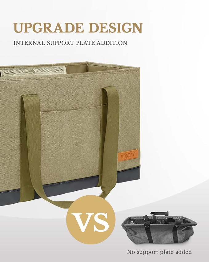 Extra Large Utility Tote Bag - Standing Reusable Grocery Bag with Handle, Collapsible Storage for Shopping, Beach