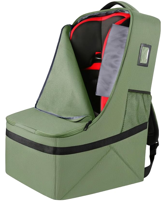 Padded Car Seat Bags for Air Travel, Car Seat Travel Backpack with Shoulder Straps, Gate Check Carsat Bag, Baby Travel Essentials for Flying