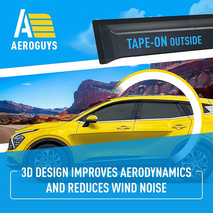 Extra Durable Window Deflectors Tape-On Window Visors Rain Guards Fit for Kia Sportage 2023-2026, Sun Visors, Wind Vent for Shades, Exterior Car Accessories - 6 pcs.AG0205