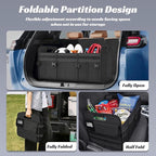 Car Trunk Organizer for SUV - 105L Collapsible Tactical MOLLE Car Storage with Reinforced Handles & Multiple Pockets, Sturdy Trunk Organizers for Groceries, Tools & Outdoor Storage (Black)
